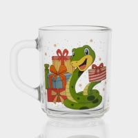 Кружка стеклянная чайная &laquo;Новогодние змейки&raquo;, 200 мл, МИКС