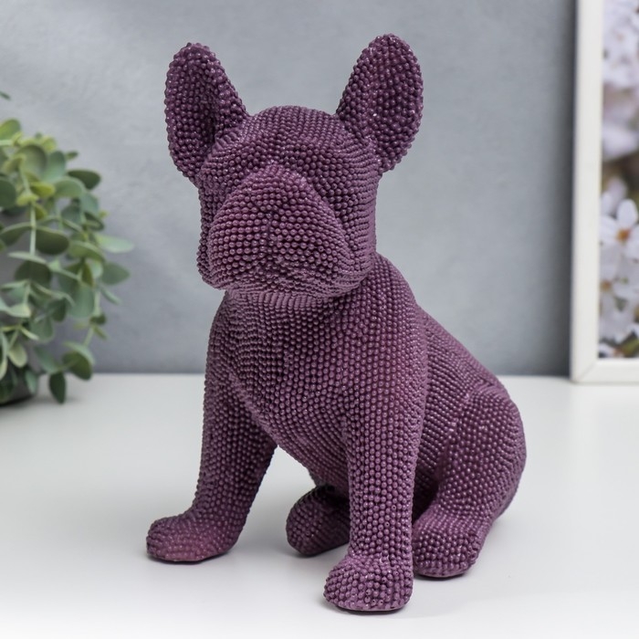 Сувенир полистоун "Французский бульдог фиолет" барашковый сидит 19,5х12х16 см