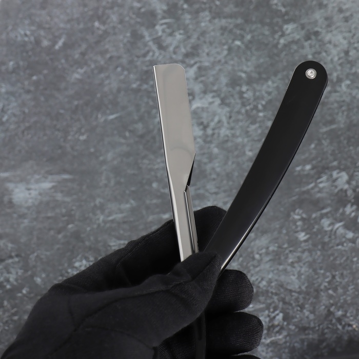 Опасная бритва, шаветт, без лезвия, 16,5/24 &times; 2,5 &times; 1,3 см, пластиковая, цвет чёрный/серебристый