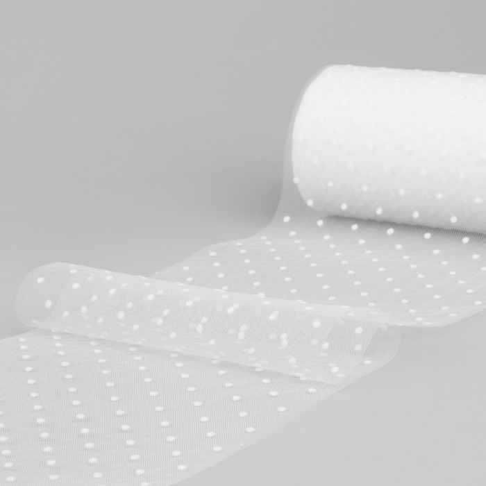 Фатин &laquo;Горох&raquo;, 15 см, 11 &plusmn; 1 г/кв.м, 23 &plusmn; 1 м, цвет белый №1