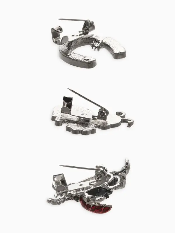 Броши "Счастливый случай" (набор 3шт), цветной в серебре