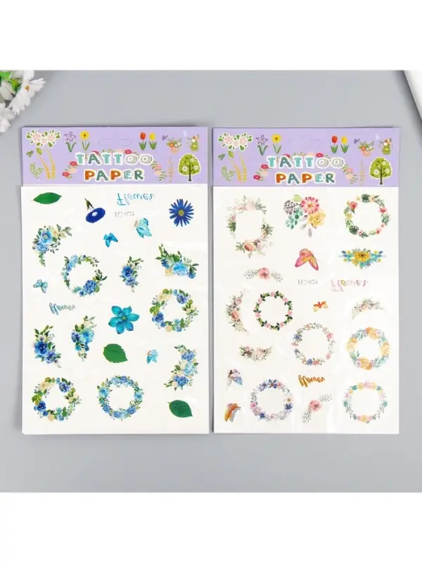 Переводные тату на тело цветные &laquo;Цветочные венки&raquo;, 24&times;14.5 см, МИКС