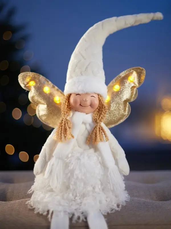 Фигура текстиль &laquo;Кукла в белом&raquo; 70 см, 6 LED, AG10x3 (в компл.), Т/БЕЛЫЙ