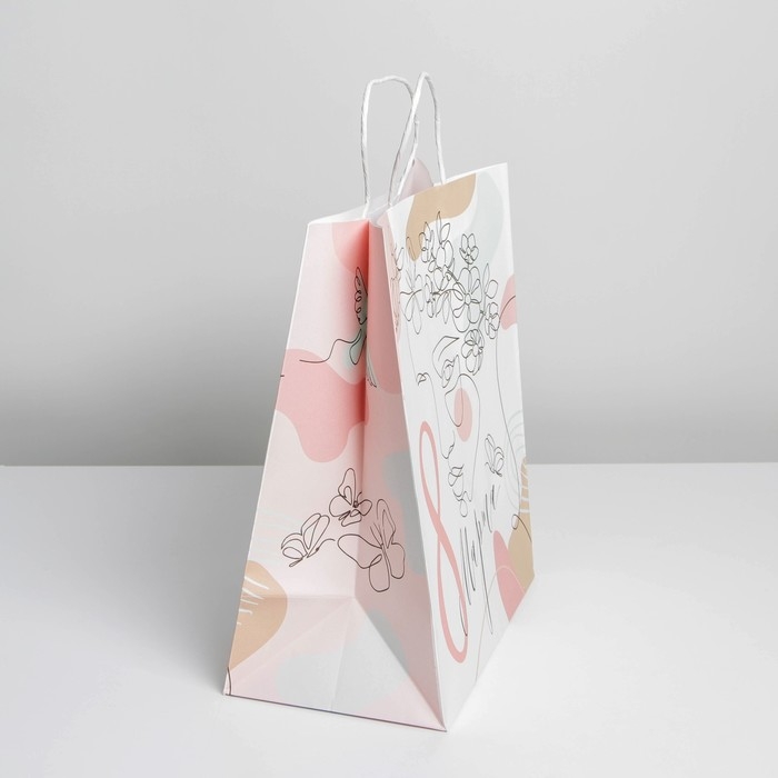 Пакет подарочный крафт, упаковка, &laquo;Нюд&raquo;, 28 х 32 х 15 см