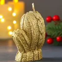 Свеча "Варежка", лак золото