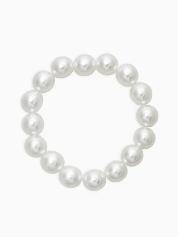 Браслет "Бусины жемчуга" (набор 3 шт), №10,12.14, цвет белый