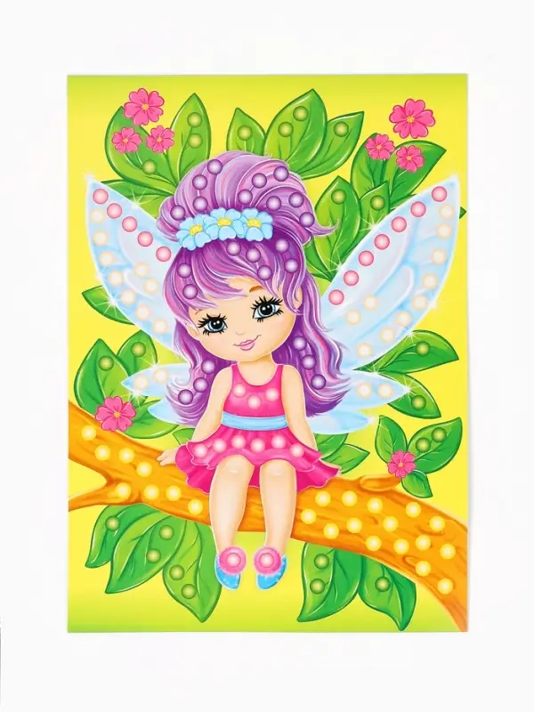Набор для творчества. Аппликация бусинами "Феечка" (180х250 мм, европодвес)