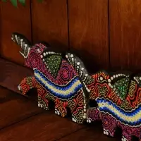 Панно декоративное "Три слона" 50х13х1,5 см МИКС