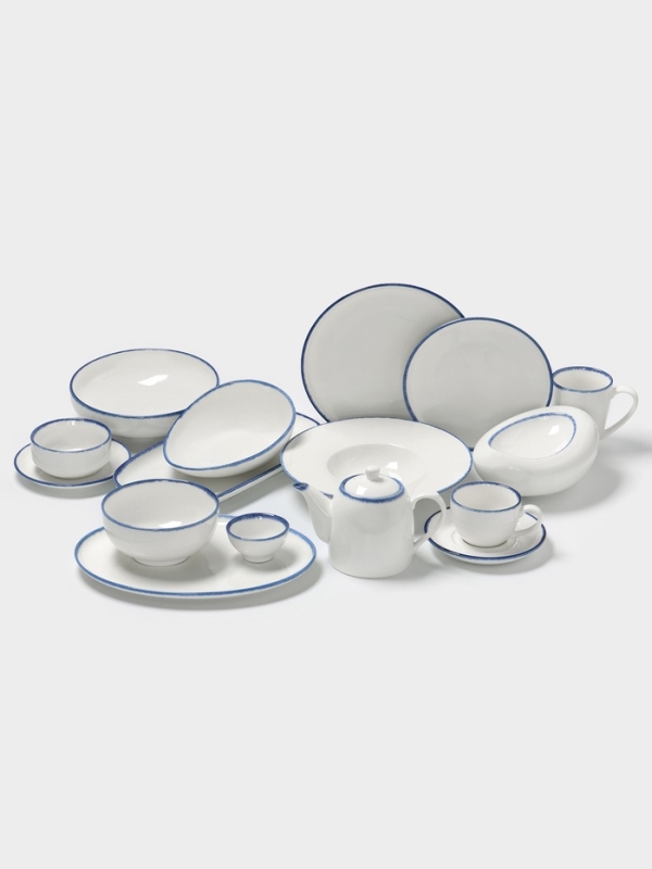 Блюдо овальное Blue Lagoon Magistro 21&times;14.4&times;3.5 см, белое, синий