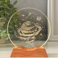 Сувенир стекло свет "Диск. Сатурн" 5хLED d=10 см, USB 10х4х11,4 см