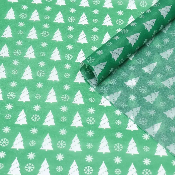 Бумага упаковочная новогодняя тишью &laquo;Лес&raquo;,50&times;66 см