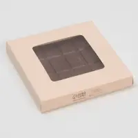 Коробка для шоколада, кондитерская упаковка, &laquo;Ручная работа&raquo;, с окном, 10.2 х 1.4 х 10.2 см