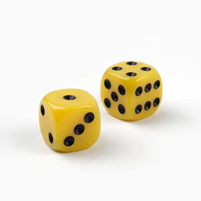 Кубики игральные &laquo;Время игры&raquo;, 1.6&times;1.6 см, набор 2 шт., желтые
