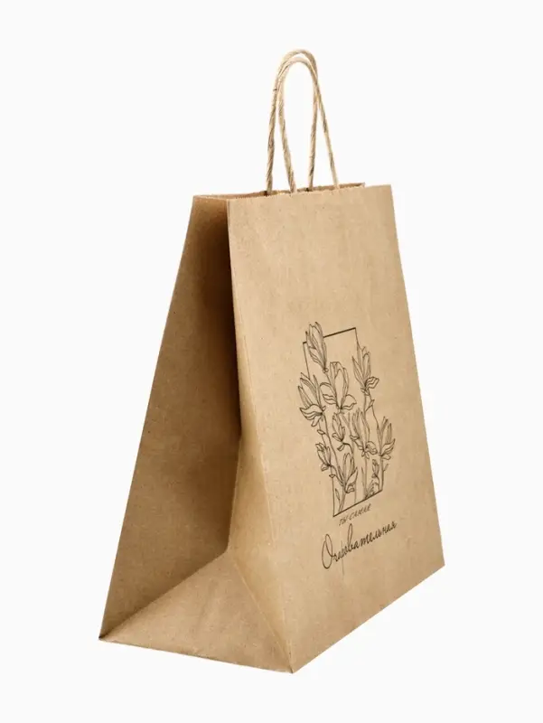 Пакет подарочный крафтовый &laquo;Цветочный&raquo; 22 х 25 х 12 см