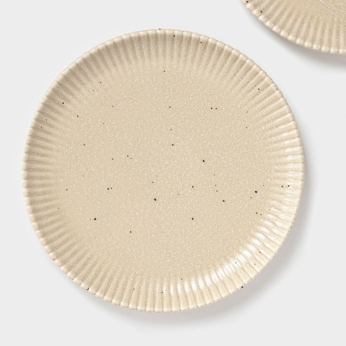 Тарелки Доляна &laquo;Коралл&raquo;, d=25,9 см, набор 2 шт, фарфор, бежевые