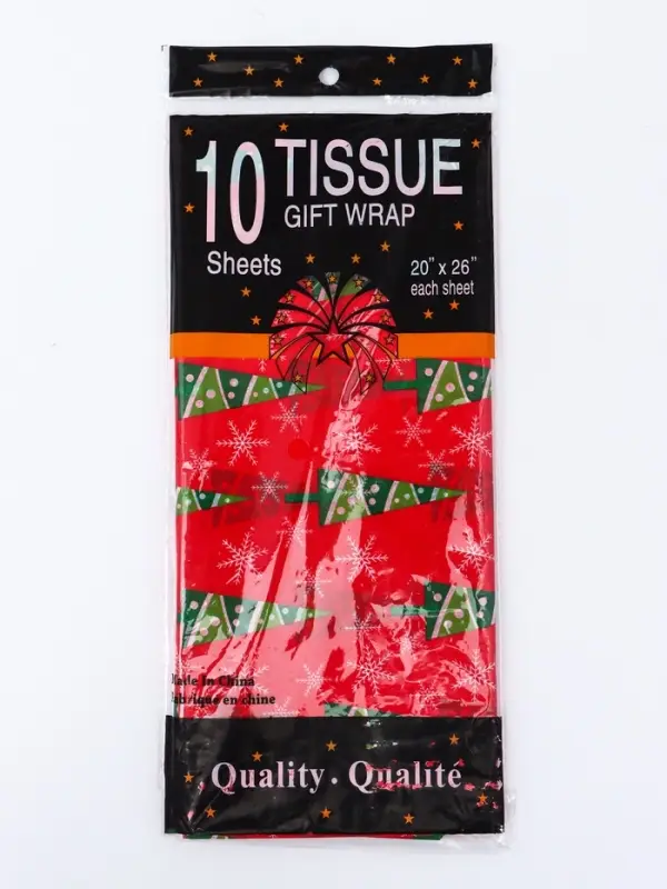 Бумага упаковочная тишью "Зимний лес", красная, 50 х 66 см