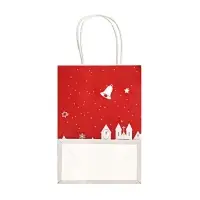 Пакет бумажный подарочный новогодний крафт "Дед Мороз со Снеговиком" 120г/м 15 х 8 х 21 см.