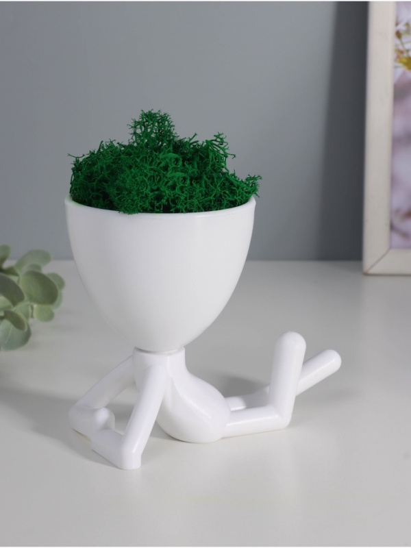 Кашпо пластиковое "Мистер Грин на лайте" 9,7*12*7,3 см белый