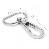 Карабин металлический, 46 &times; 30 мм / 25 &times; 2,5 мм, 5 шт, цвет серебряный