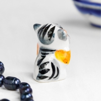 Сувенир &laquo;Кот с бантом&raquo;, 3 см, цвет, гжель