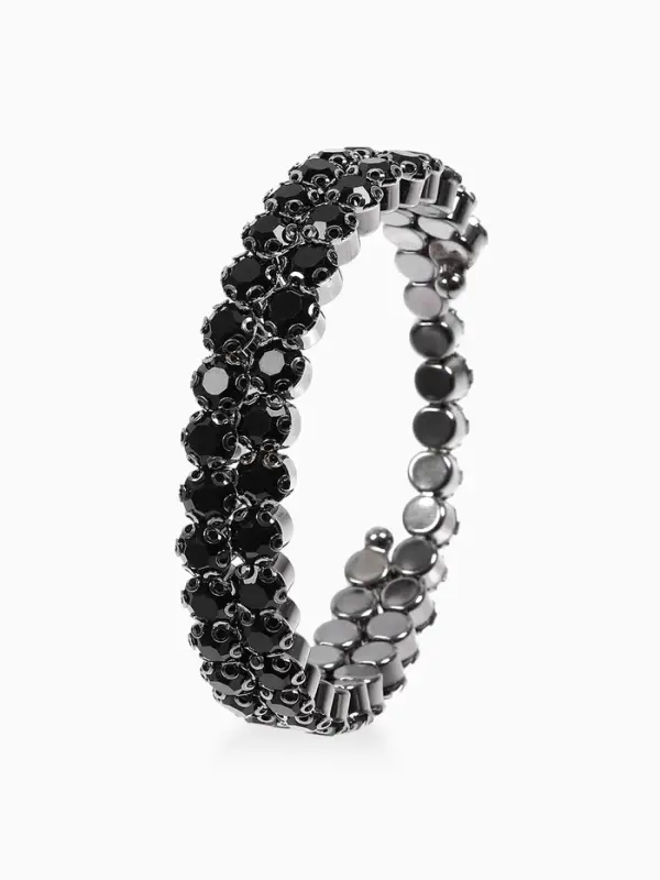 Браслет-пружинка со стразами, цвет чёрный