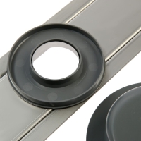 Трап ZEIN engr, c флaнцeм свободного вращ 360&deg;, 7*50 см, d=40/50 мм, нерж сталь, сатин