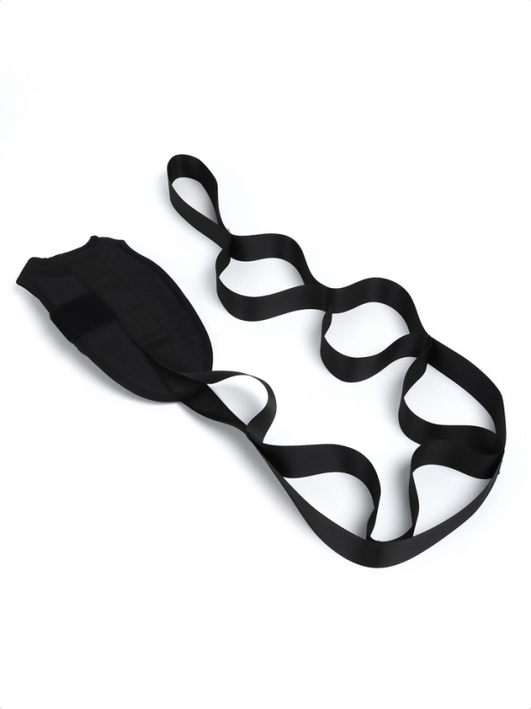 Эспандер-лента с захватами для мышц ног, цвет черный