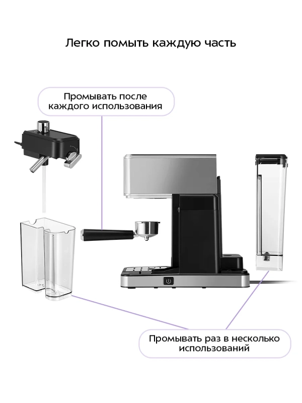 Кофеварка электрическая рожковая КТ-7693 - 1350 Вт