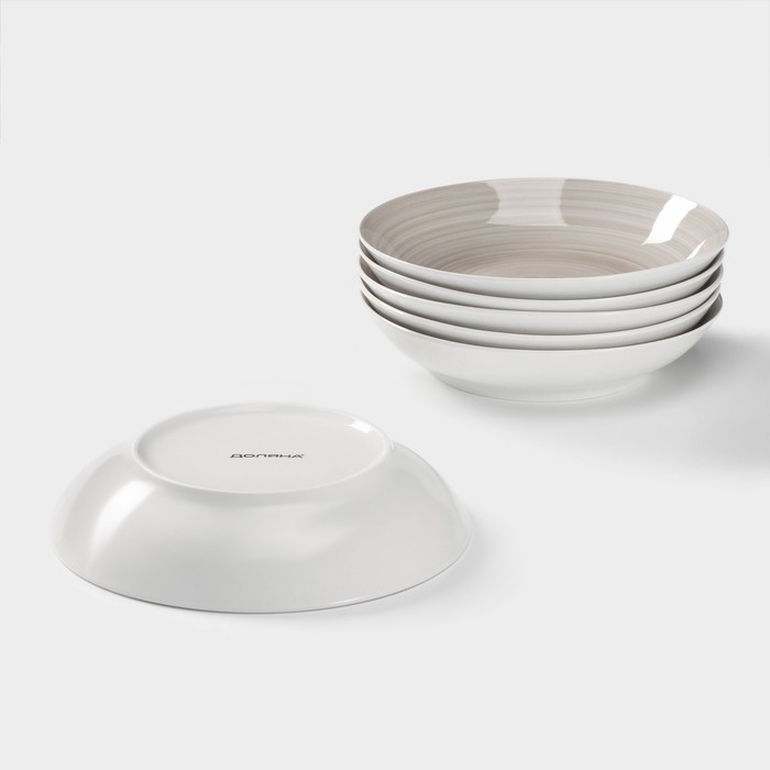 Набор тарелок глубоких Доляна &laquo;Палитра&raquo;, 6 предметов, 700 мл, 20,2&times;20,2&times;4,2 см, цвет серый