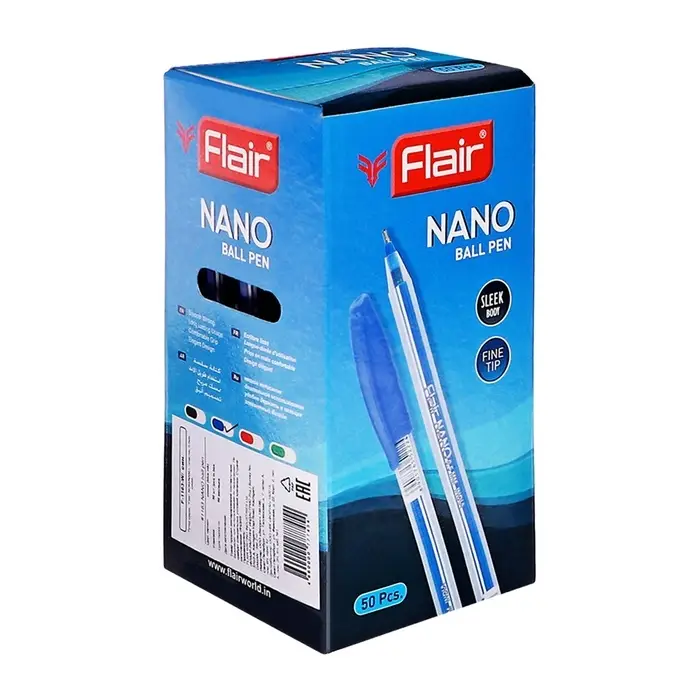 Ручка шариковая Flair Nano, полосатый корпус, узел-игла 0.5 мм, масляная основа., стержень синий