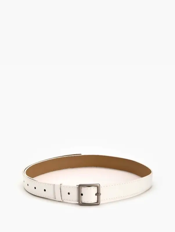 Ремень жен 05-01-02-01, Июнь2508, 3*0,3*110 см, без винта, пряж мат металл, 1 прокол, белый   109031