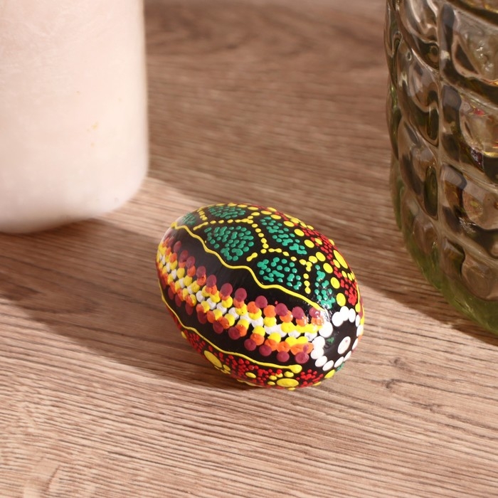 Сувенирный музыкальный инструмент Маракас "Яйцо с узором - точечная роспись" 7х5х5 см