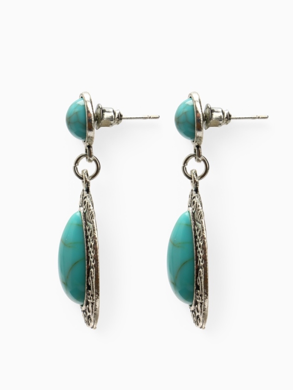 Серьги &laquo;Бирюзовый мир&raquo; капля, голубые в чернённом серебре