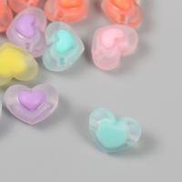 Бусина акрил "Сердце в сердце - матовое" набор 25 шт разноцветные 1х1,7х1,3 см