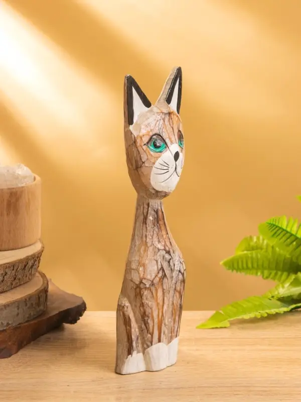 Сувенир интерьерный "Кошачья семья" (набор 3 шт: 30,25 и 20 см) дерево, цв. белый