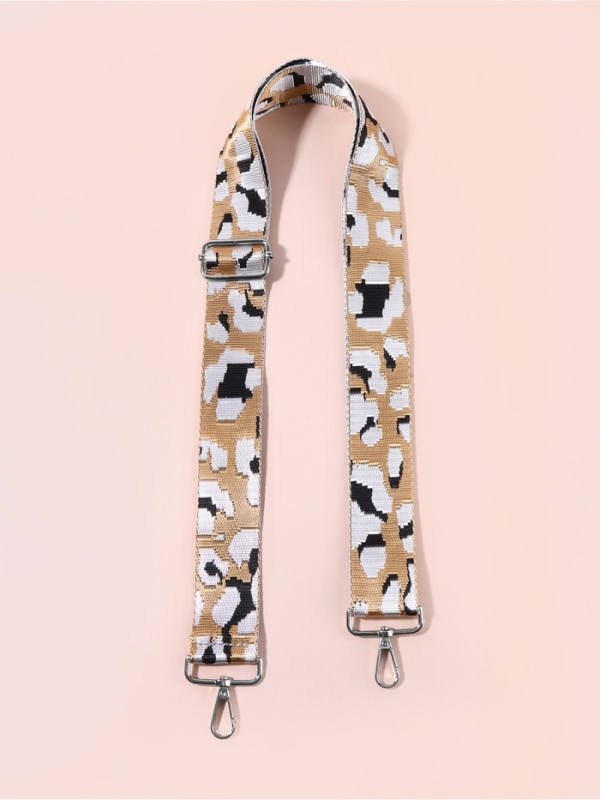 Ручка для сумки стропа с караб-ми 140&plusmn;1*3,8см орнамент леопард бежевый/серебряный АУ