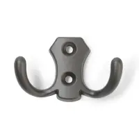 Крючок мебельный ТУНДРА TKd=007, двухрожковый, графит