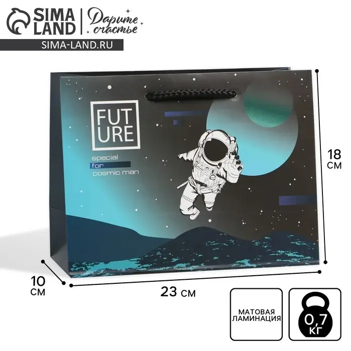 Пакет подарочный ламинированный, упаковка, &laquo;Космос&raquo;, MS 18 х 23 х 10 см