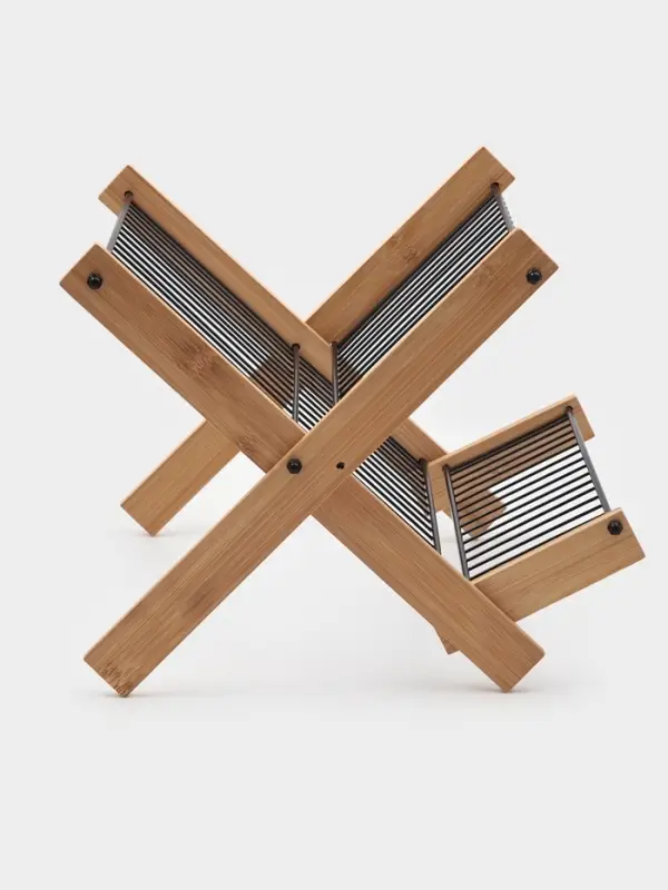 Сушилка для посуды "Meli" бамбук, металл, цвет черный