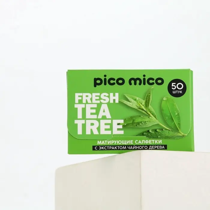 Матирующие салфетки с экстрактом зеленого чая, 50 шт, PICO MICO