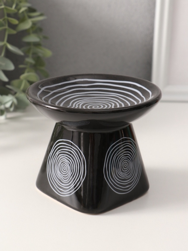 Аромалампа керамика "Водоворот" чёрная 11х11х8 см