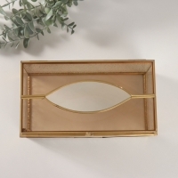 Шкатулка для украшений &laquo;Салфетница&raquo;, стекло с металлическим каркасом, прозрачная рябь, 12.7&times;22.5&times;9 см