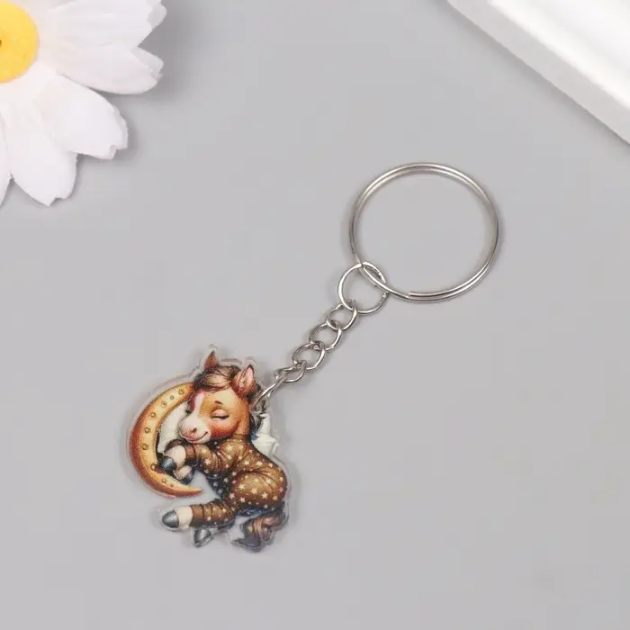 Брелок акрил "Лошадка в пижамке сладко спит" 2,9х3,4х0,3 см