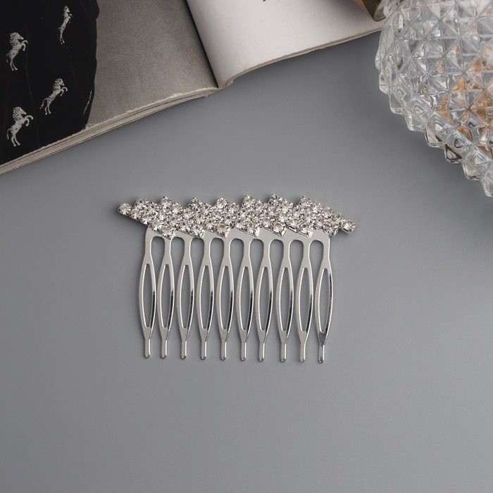 Гребень для волос "Медея" полосы диагональ, 6х4,5 см, серебро