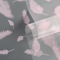 Пленка для цветов, матовая,"Перья", розовый, 0,6 х 9м &plusmn;5%