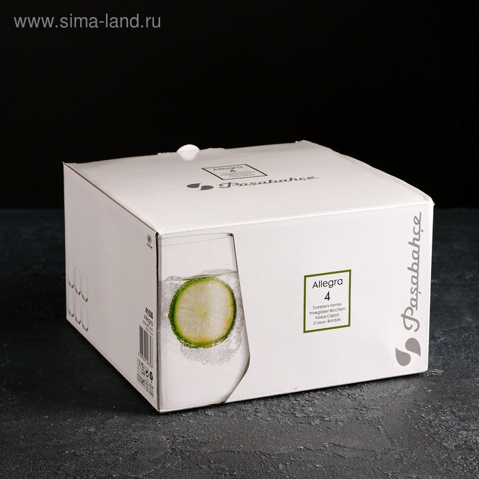 Набор стеклянных стаканов &laquo;Аллегра&raquo;, 425 мл, 4 шт