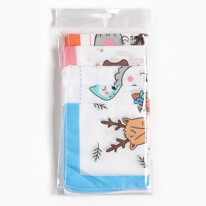 Набор носовых платков Крошка Я "Зверята" 21*21 см-12 шт, цв. МИКС, 100% хл