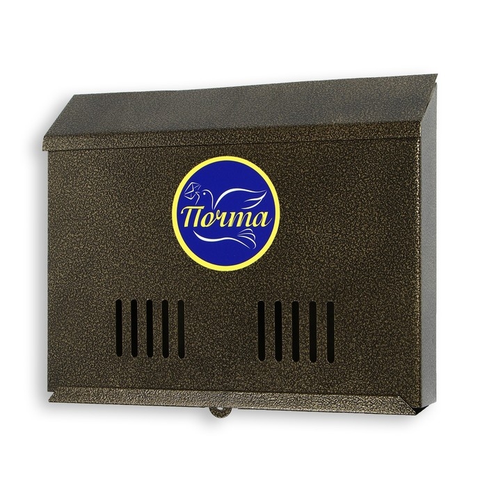 Ящик почтовый без замка (с петлёй), горизонтальный &laquo;Широкий&raquo;, бронзовый