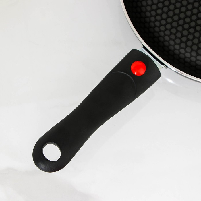 Сковорода Forever, d=22 см, съёмная ручка, стеклянная крышка, антипригарное покрытие, цвет чёрный