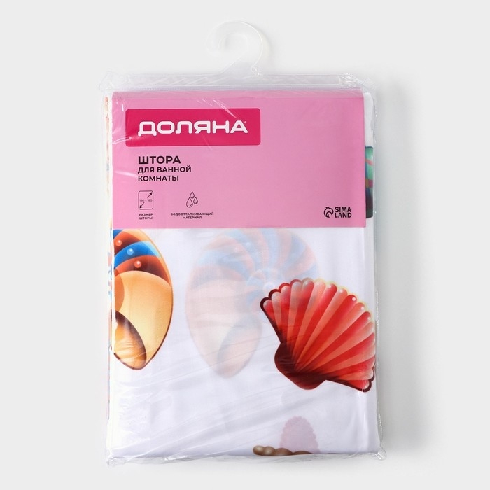 Штора для ванны Доляна &laquo;Ракушка&raquo;, 180&times;180 см